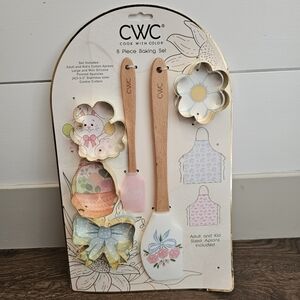 8-Piece Baking Set Floral Pink Bow Apron Set Mommy & Me